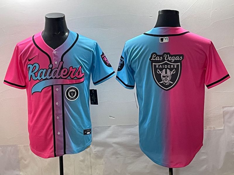 Men 2025 Oakland Raiders Blank Blue pink Nike Limited NFL Jersey style 0020